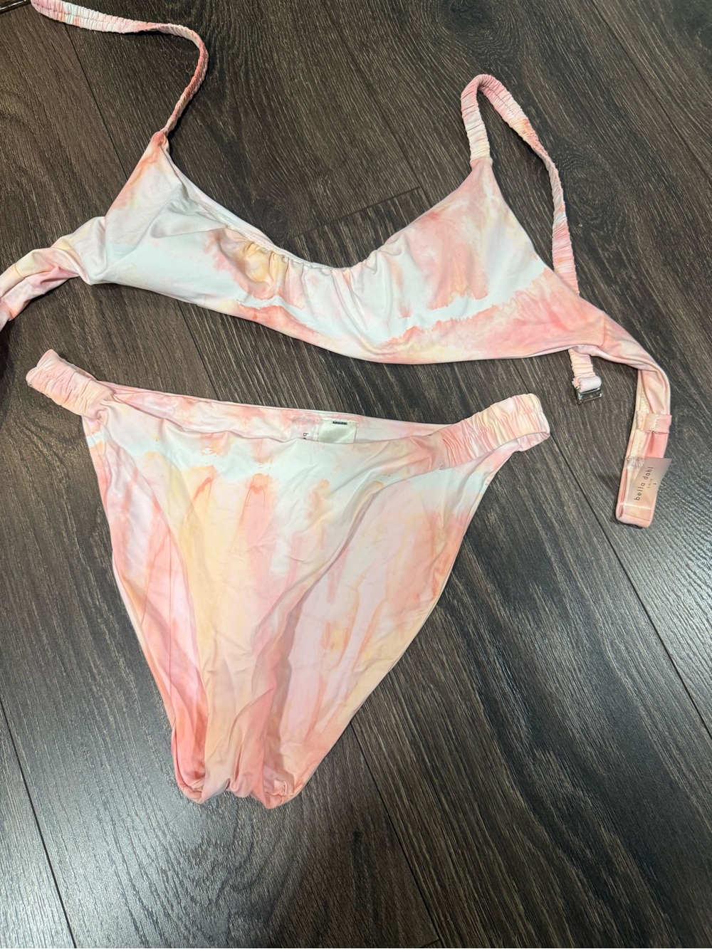 Bella Dahl Pastel Pink Peach Tie-Dye Bikini Set